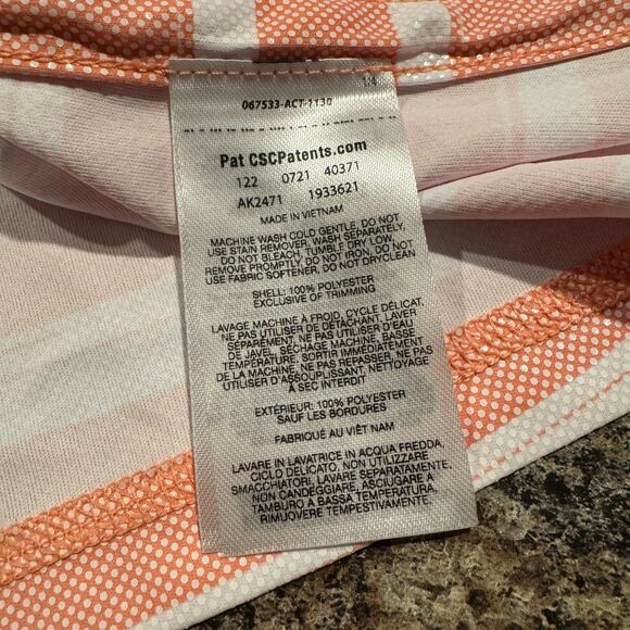 Columbia Top Sun Deflector Y2K Outdoor Hiking Minimalist Stripe Salmon White XS - Picture 5 of 8